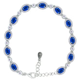 Asfour Crystal Tennis Bracelet With Turquoise Pear & Emerald Zircon In 925 Sterling Silver